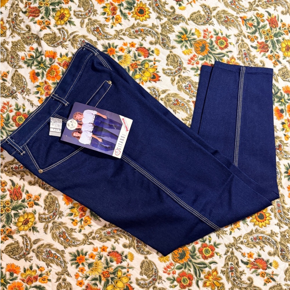 Vintage‎ Gitano High Waisted Jeans Dark Wash Contrast Stitch 10 Short NWT